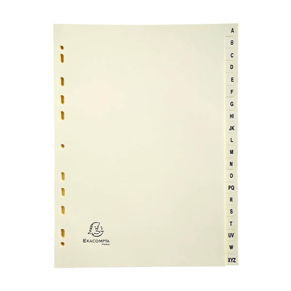 Exacompta intercalaires en carton A4 avec onglets A-Z (11 trous) - ivoire 404496 - 1