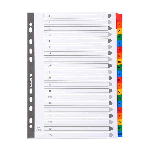 Exacompta intercalaires en carton A4 avec onglets A-Z colorés (11 trous) - blanc 404665 - 1