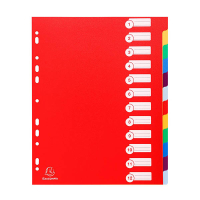 Exacompta intercalaires en plastique A4+ colorés avec 12 onglets (11 trous) 404521