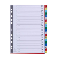 Exacompta intercalaires en plastique A4 colorés avec 20 onglets A-Z (11 trous) 404499