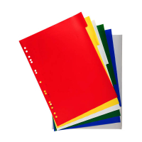 Exacompta intercalaires en plastique A4 colorés avec 6 onglets (11 trous) 404520