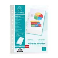 Exacompta pochette perforée A4 11 trous 50 microns (100 pièces) - transparent 404487