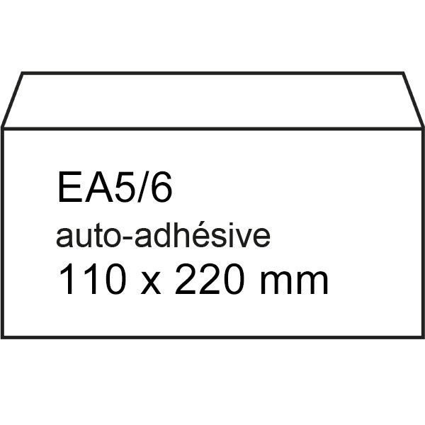 Exclusive enveloppe 110 x 220 mm - fenêtre à droite EA5/6 autoadhésive (200  pièces) - blanc