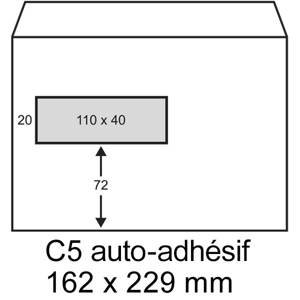 Exclusive enveloppe 162 x 229 mm - fenêtre à droite C5 autoadhésive (100 pièces) - blanc 402570-100 209180 - 1