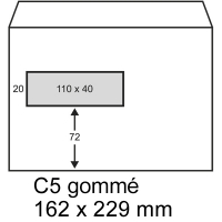 Exclusive enveloppe 162 x 229 mm - fenêtre à gauche C5 autoadhésive (100 pièces) - blanc 402560-100 209178