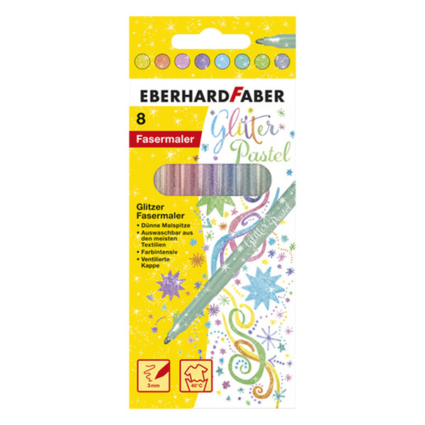 Faber-Castell Eberhard Faber Glitter feutres de coloriage (8 pièces) - couleurs pastel EF-551009 220225 - 1