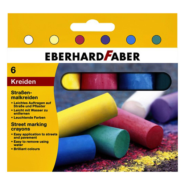 Faber-Castell Eberhard Faber craie de trottoir de couleur ronde (6 pièces) EF-526506 220181 - 1