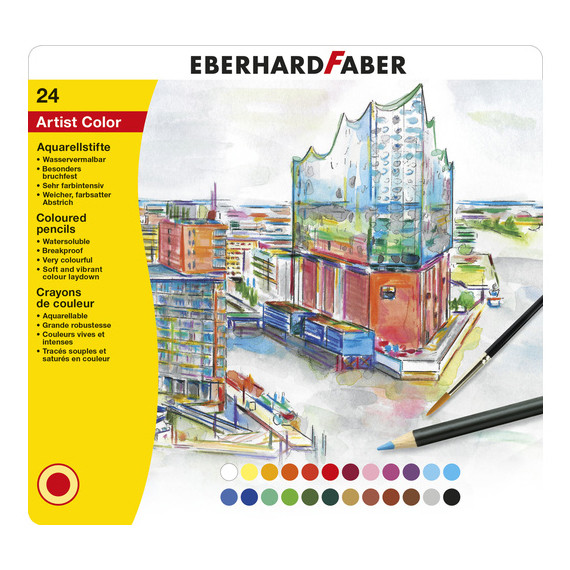 Faber-Castell Eberhard Faber crayons aquarelle avec pinceau (24 pièces) EF-516025 220126 - 1