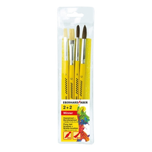 Faber-Castell Eberhard Faber ensemble de pinceaux soie de porc et crin de poney (4 pièces) EF-579924 220098 - 1