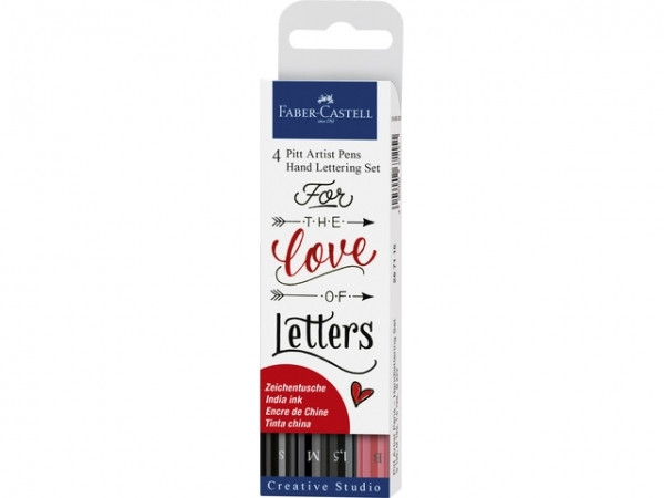 Faber-Castell Pitt Artist feutres à dessin avec lettrage à la main Love (4 pièces) FC-267115 220086 - 1