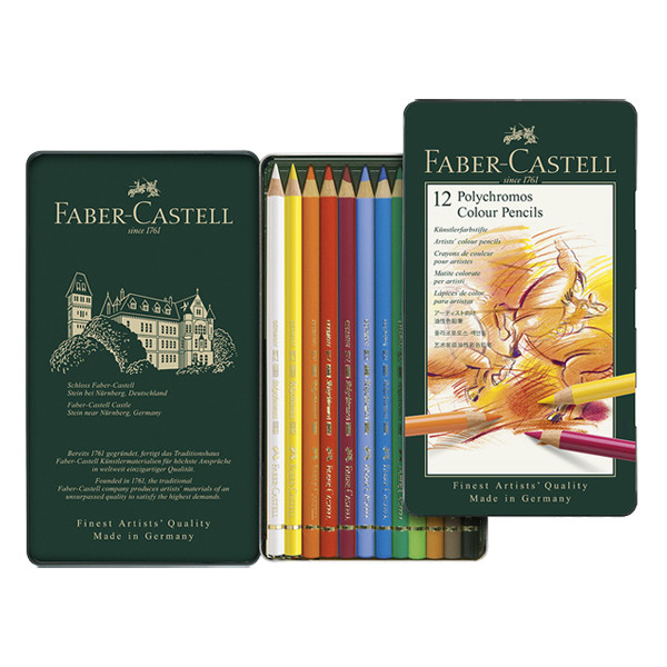 Faber-Castell Polychromos crayons de couleur en boîte métal (12 pièces) FC-110012 220191 - 1