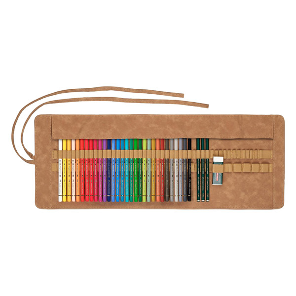 Faber-Castell Polychromos crayons graphite et de couleur dans un étui à  enrouler avec gomme (34 pièces) Faber-Castell