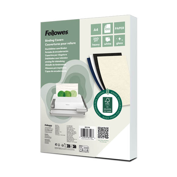Fellowes Chromolux couverture de reliure 250 g/m² A4 (100 pièces) - blanc 213221 - 1