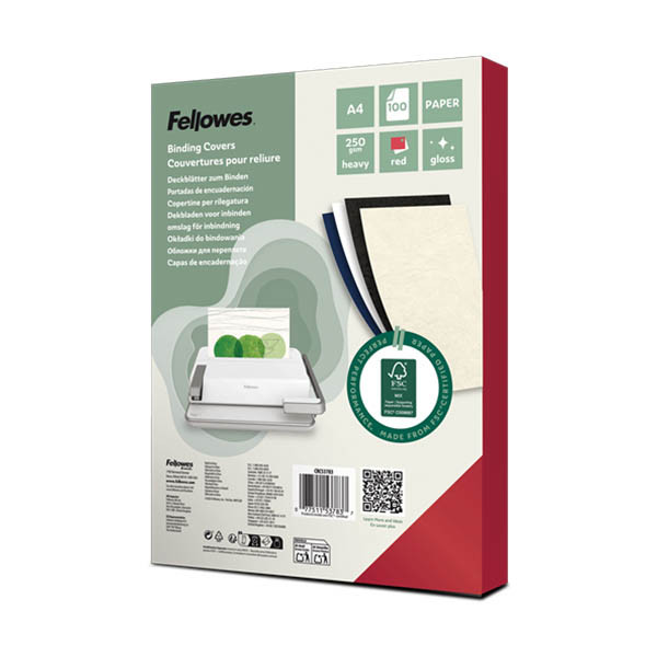 Fellowes Chromolux couverture de reliure 250 g/m² A4 (100 pièces) - rouge 213223 - 1
