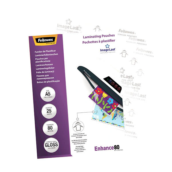 Fellowes Imagelast pochette de plastification A5 2 x 80 microns (25 pièces) - brillant 207211 - 2