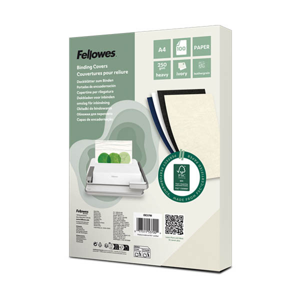 Fellowes Leatherlook couverture pour reliure 250 grammes A4 (100 pièces) - ivoire 213196 - 1