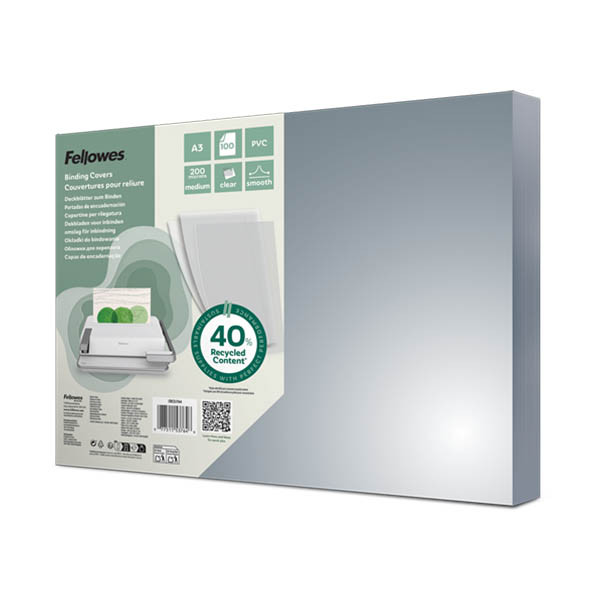 Fellowes PVC couverture de reliure transparente 200 microns A3 (100 pièces) 213215 - 1