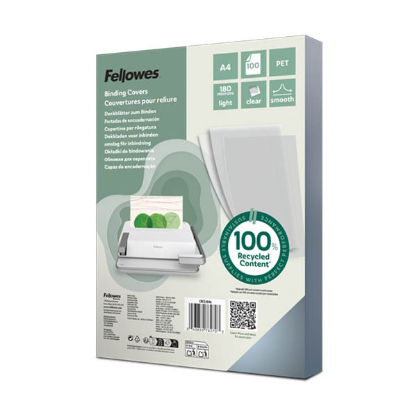 Fellowes couverture de reliure 180 microns A4 (100 pièces) - transparent 207251 - 1