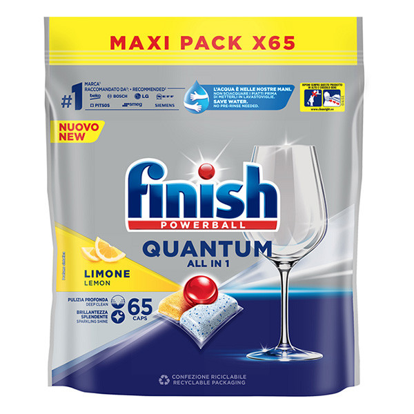 Finish Quantum All-in-1 tablettes pour lave-vaisselle citron (65 lavages)