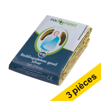 Offre : 3x Fixfirst couverture de survie 160 x 210 cm - argent/or