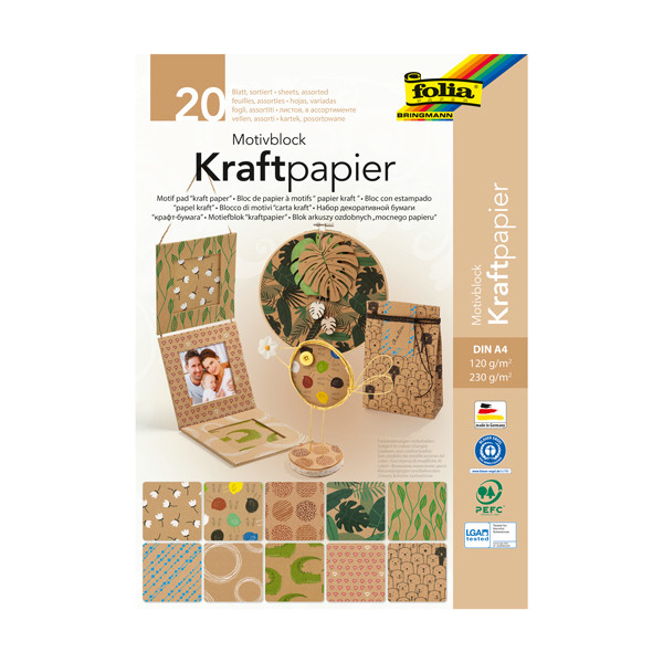Folia bloc de papier design Kraft II 120/130 g/m² A4 (20 feuilles) 48898 222117 - 1