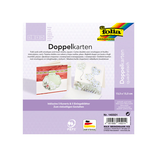 Folia cartes de voeux 13,5 x 13,5 cm crème (5 pièces) 140501 222142 - 1