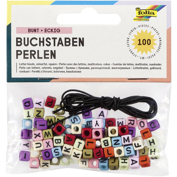 Folia perles lettres avec fil (100 pièces) - différentes couleurs 33913 222296 - 1