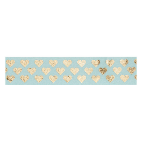 Folia washi ruban adhésif - coeurs or (15 mm x 5 m) 26118 222238 - 1