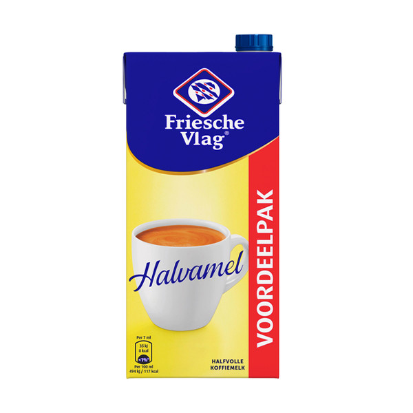 Friesche Vlag Halvamel lait demi-écrémé pour café en brique (930 ml) 422851 - 1