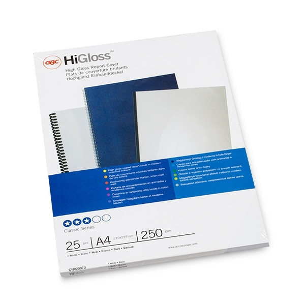 GBC CN020070 HiGloss couverture de reliure 250 g/m² (25 pièces) - blanc CN020070 207793 - 1