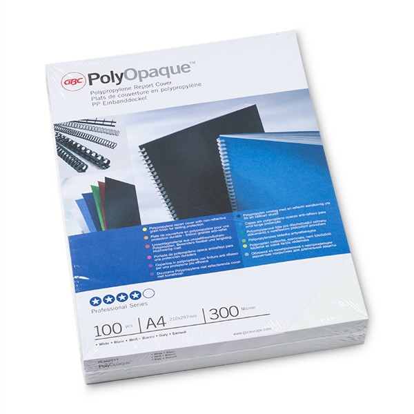 GBC IB386817 PolyOpaque couverture de reliure 300 microns (100 pièces) - blanc IB386817 207460 - 1