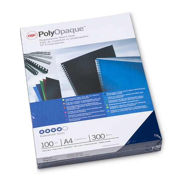 GBC IB387265 PolyOpaque couverture de reliure 300 microns (100 pièces) - bleu foncé IB387265 207466 - 1