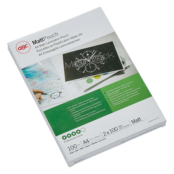 GBC pochette de plastification A4 mate 2x100 microns (100 pièces) 3740491 207614 - 1