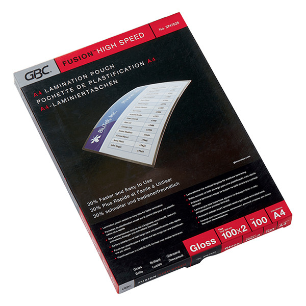GBC pochette de plastification grande vitesse A4 brillante 2x100 microns (100 pièces) 3747525 207622 - 1