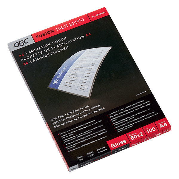 GBC pochette de plastification grande vitesse A4 brillante 2x80 microns (100 pièces) IB049033 207621 - 1