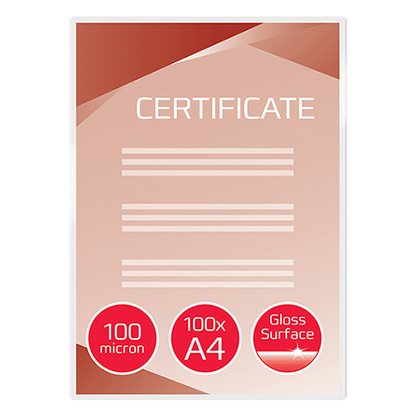 GBC pochette de plastification pour document A4 brillante 2x100 microns (100 pièces) 3740306 207002 - 2