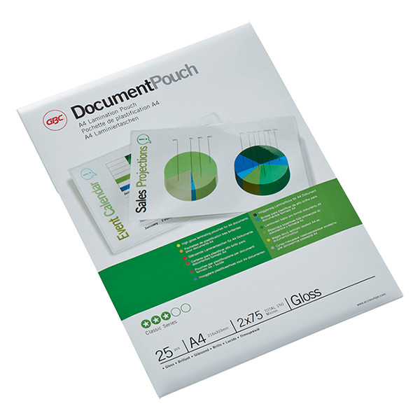 GBC pochette de plastification pour document A4 brillante 2x75 microns (25 pièces) 3740489 207589 - 1