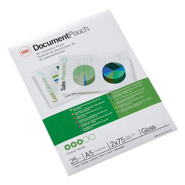 GBC pochette de plastification pour document A5 brillante 2x75 microns (25 pièces) 3740483 207593 - 1
