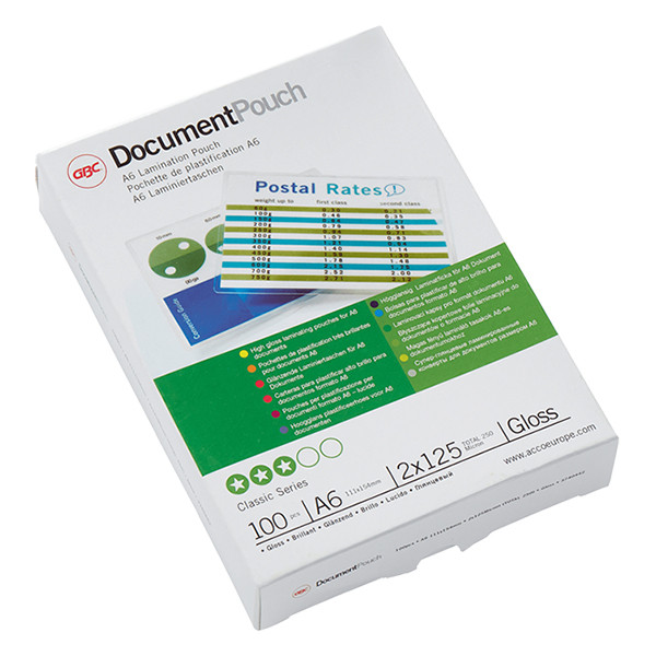 GBC pochette de plastification pour document A6 brillante 2x125 microns (100 pièces) 3740442 207018 - 1