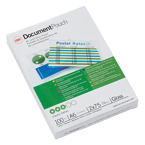 GBC pochette de plastification pour document A6 brillante 2x75 microns (100 pièces) 3743152 207016 - 1