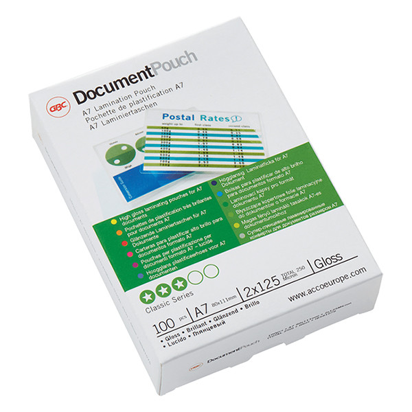 GBC pochette de plastification pour document A7 brillante 2x125 microns (100 pièces) IB581076 207020 - 1