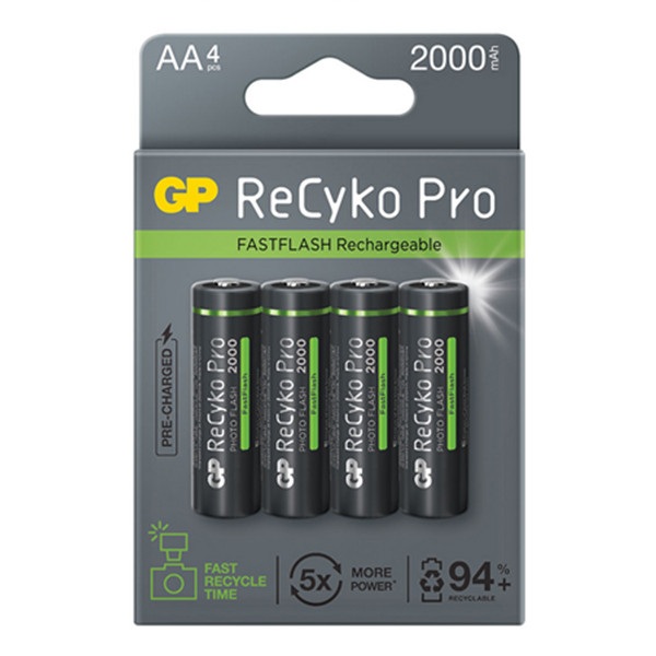 GP 2000 ReCyko Pro Photo Flash pile rechargeable AA / HR06 Ni-Mh (4 pièces) AA HR06 HR6 AGP00120 - 1