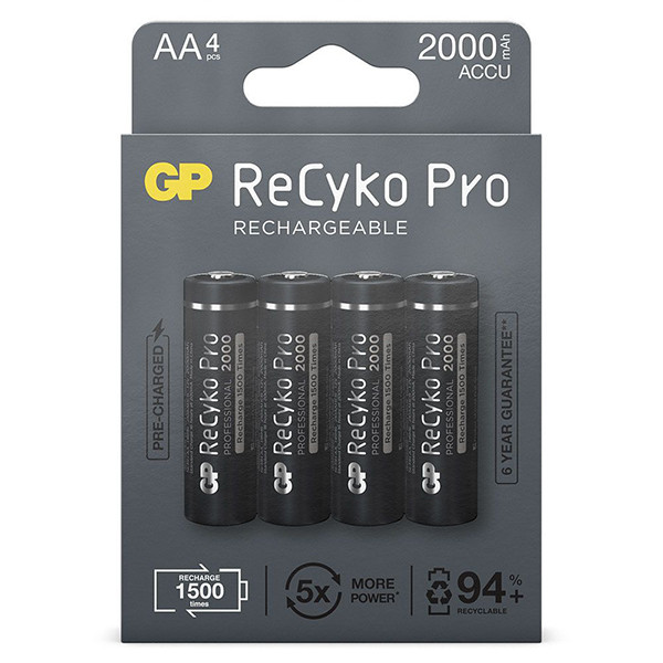 GP 2000 ReCyko Pro pile rechargeable AA/HR06 Ni-Mh (4 pièces) AA HR06 HR6 AGP00101 - 1