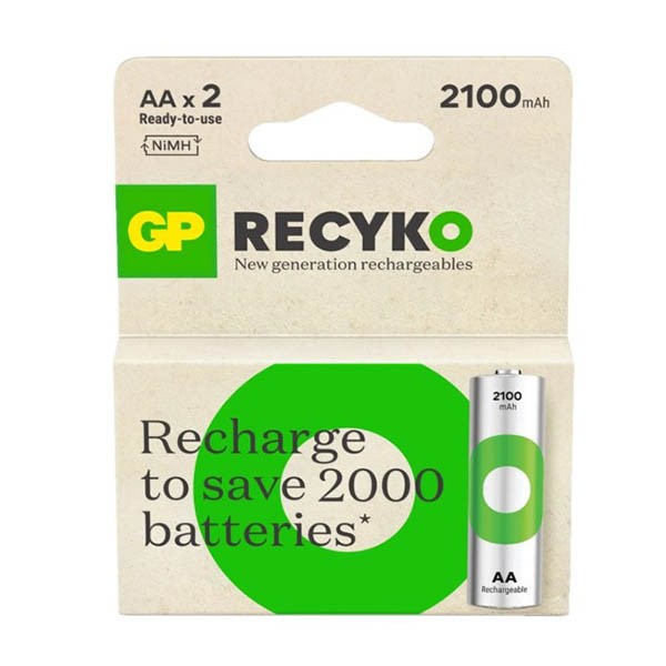 GP 2100 ReCyko pile rechargeable AA / HR06 Ni-Mh (2 pièces) AGP00117 - 1