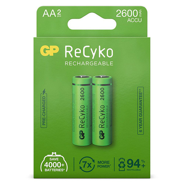GP 2600 ReCyko pile rechargeable AA / HR06 Ni-Mh (2 pièces) AA HR06 HR6 AGP00103 - 1