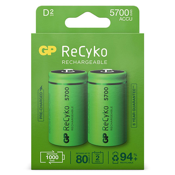 GP 5700 ReCyko+ D LR20 pile rechargeable 2 pièces GP570DHCB 215058 - 1