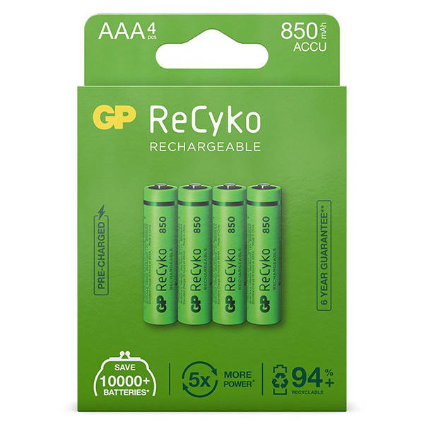 GP 850 ReCyko pile rechargeable AAA / HR03 Ni-Mh (4 pièces) AAA HR03 HR3 AGP00111 - 1