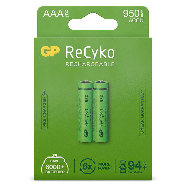 GP 950 ReCyko pile AAA / HR03 Ni-Mh rechargeable (2 pièces) AAA HR03 HR3 AGP00098 - 1