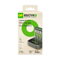GP Dock chargeur de base + GP 2100 ReCycko pile rechargeable AA / HR06 Ni-Mh (4 pièces) AGP00109