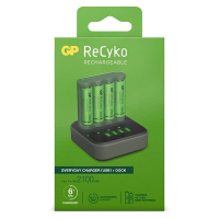 GP Dock chargeur de base + GP 2100 ReCycko pile rechargeable AA / HR06 Ni-Mh (4 pièces) AA AAA HR03 HR06 AGP00109